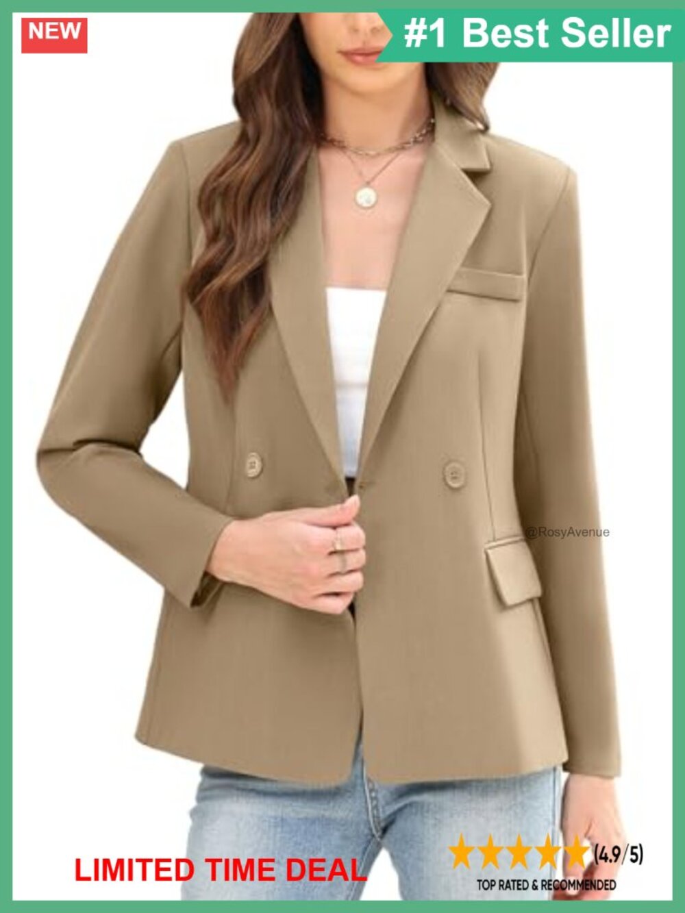 Women's Business Casual Open Front Long Sleeve Blazer with Pockets